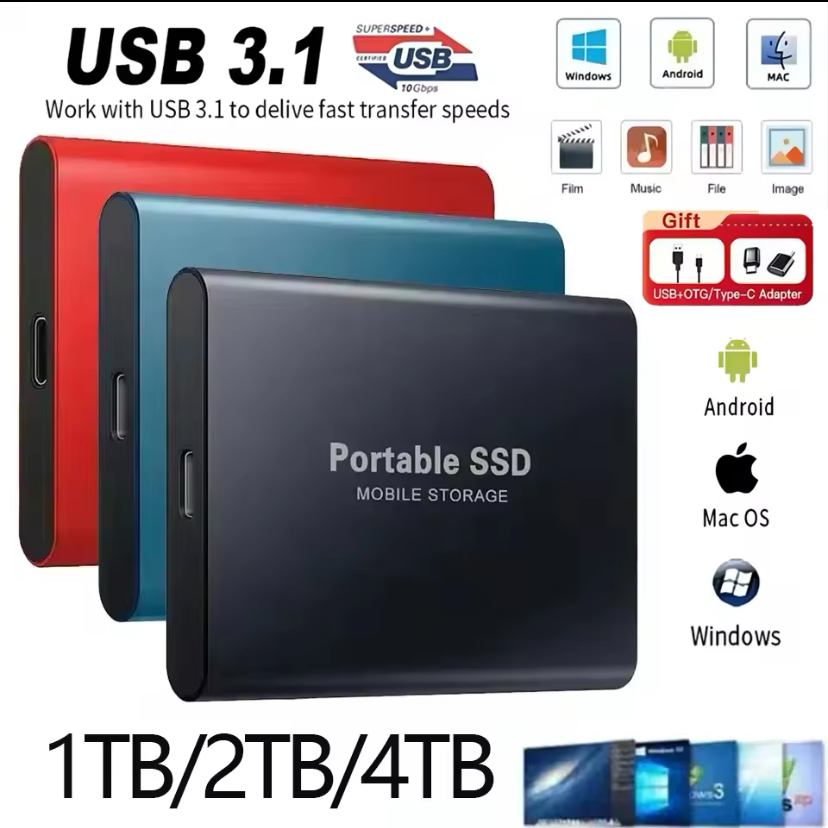 Portable SSD 1TB 2TB High Speed External Hard Drive