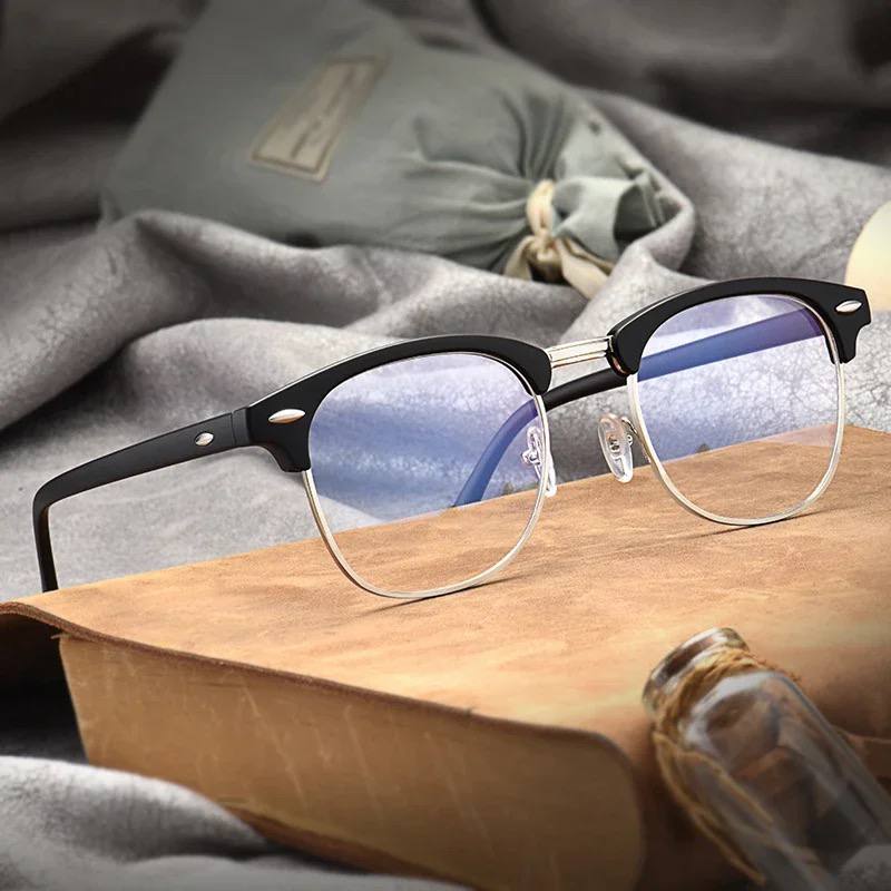 New Classic Retro Half Frame Anti Radiation Blue Light Blocking Glasses