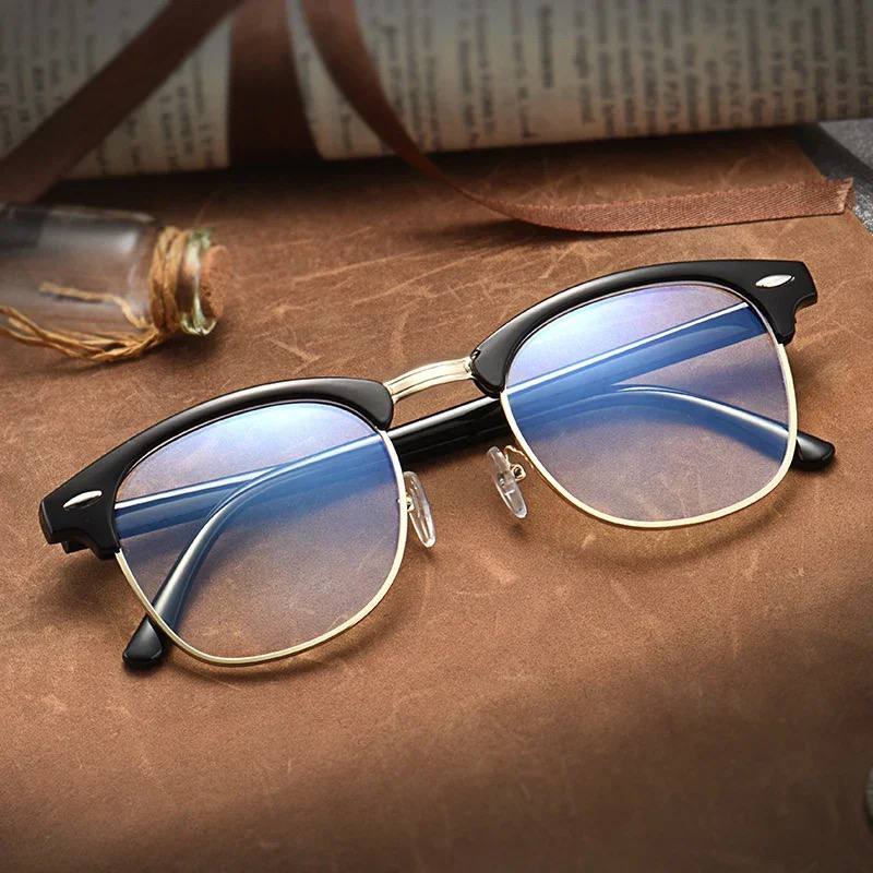 New Classic Retro Half Frame Anti Radiation Blue Light Blocking Glasses